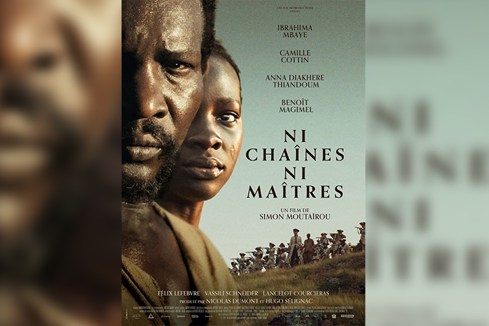 Affiche du film " Ni maitres, ni chaines" . En gros plan les deux acteurs principaux .