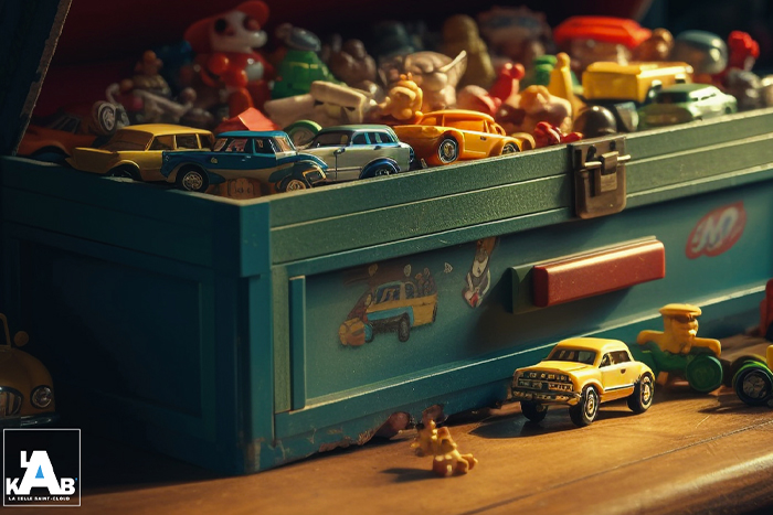 Coffre rempli de jouets pour enfants.