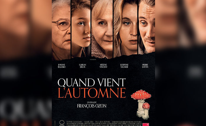 Affiche du film "Quand vient l'automne" avec dessus les visages des protagonistes du film.