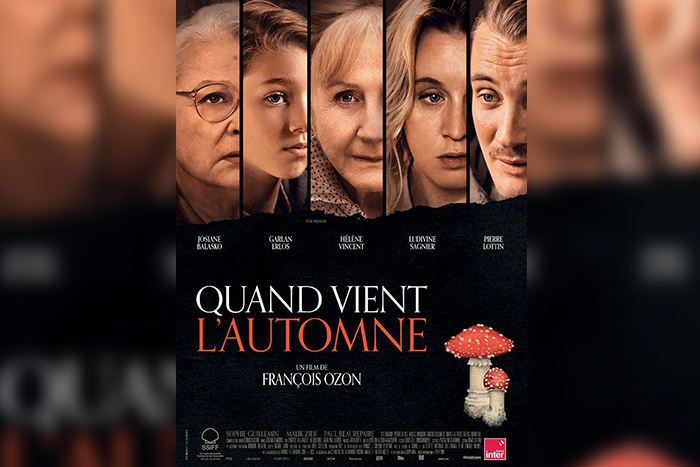 Affiche du film "Quand vient l'automne" avec dessus les visages des protagonistes du film.
