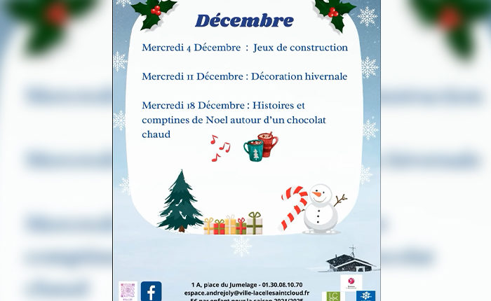 Affiche pour les ateliers parents-enfants organisés par l'Espace André Joly.