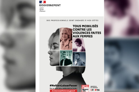 Affiche du gouvernement sur la lutte contre les violences faites aux femmes.