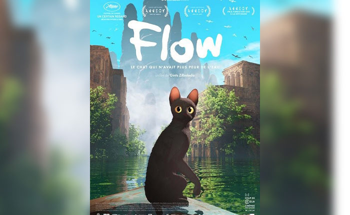 Affiche du film "Flow, le chat qui n'avait plus peur de l'eau".