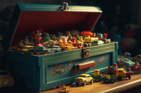 Caisse avec des jouets dedans